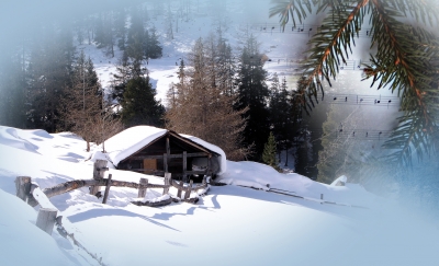 Berghütte im Schnee