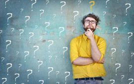 Doubtful man asking questions to himself